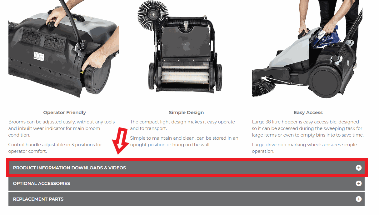 Finding the Operator Manual on Capital Equipment Hire's website