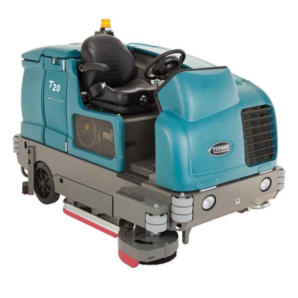 Tennant T20 ride-on scrubber suitable for large hospitality facilities and high-traffic floor cleaning