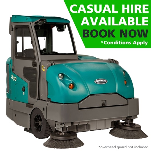 [RNT.MV-S30-0001] Tennant S30 Industrial Ride-On Sweeper Hire, Available in LPG or Diesel