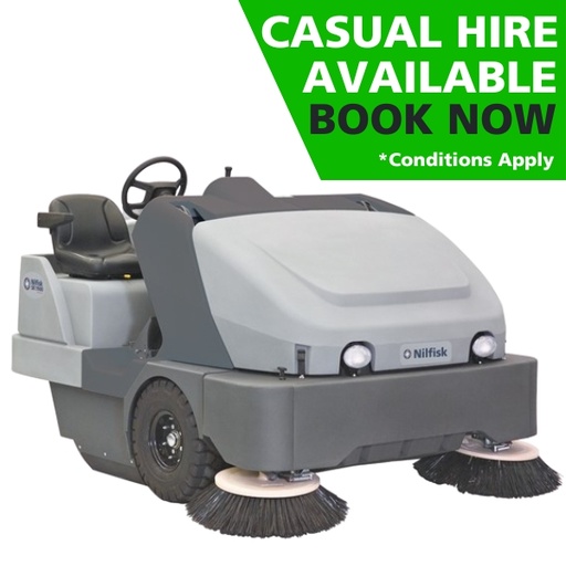 [RNT.56107513] Nilfisk SW8000 Industrial Ride-On Sweeper Hire, Available in LPG or Diesel.